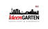 Logo "Ideen GARTEN DÜSSELDORF & OSNABRÜCK" mit Stadtsilhouette und "NATUR & STEIN" Logo.