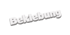 Weißer 3D-Schriftzug Beklebung schräg auf schwarzem Hintergrund.