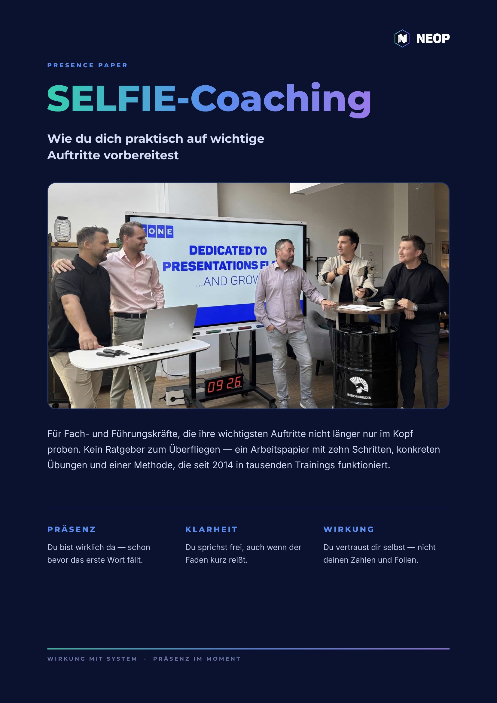Presence Paper SELFIE-Coaching — Titelseite