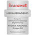 finanzwelt Siegel Herausragend für PHÖNIX MAXPOOL Gruppe AG, Kategorie Softwareunterstützung/Digitalisierung, Studie 2025.