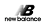 Schwarzes New Balance Logo mit großem "NB" über dem Schriftzug "new balance" auf dunkelgrünem Hintergrund.