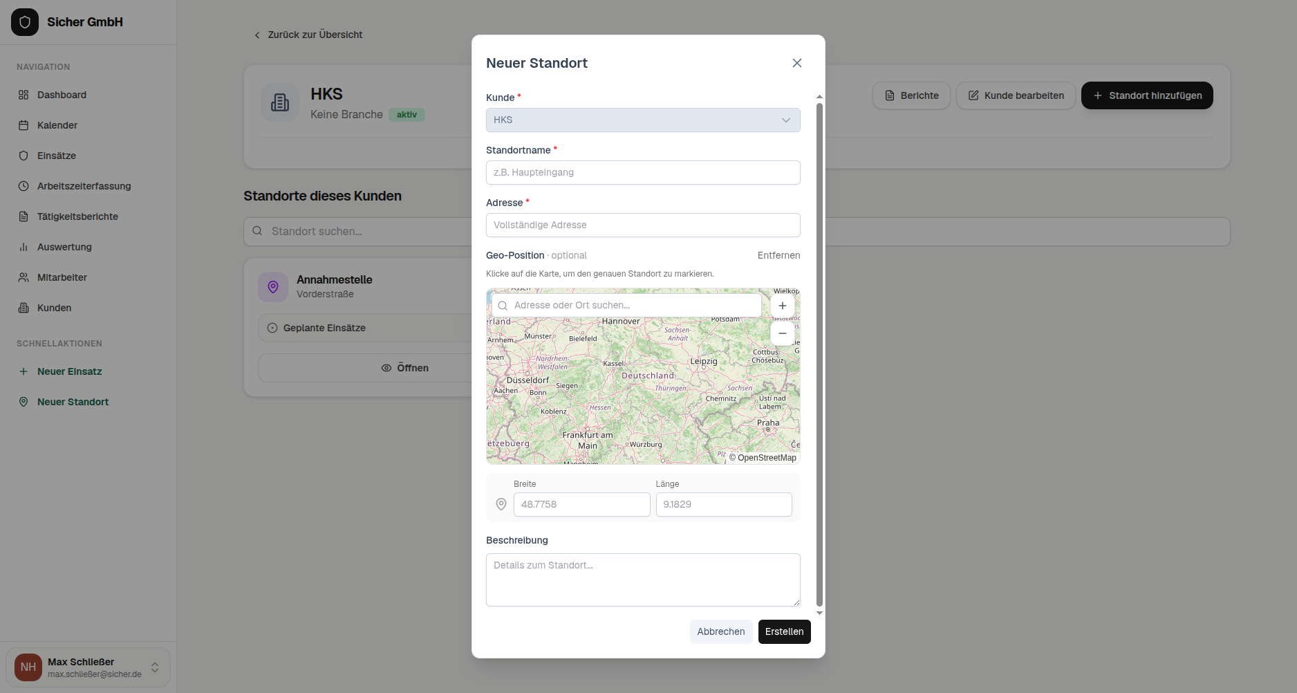 Aureniq: Objekt mit Geo-Position auf der Karte anlegen