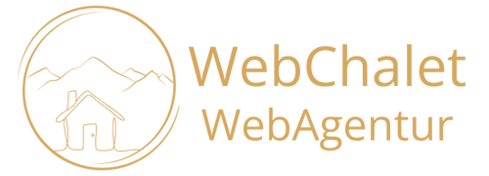 Logo von WebChalet WebAgentur mit einem Haus und Bergen in einem Kreis.