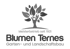A gray tree with leaves growing from a hand, above "Meisterbetrieb seit 1981 Blumen Ternes Garten- und Landschaftsbau."