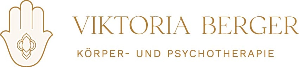 Logo mit Handumriss und Text "VIKTORIA BERGER KÖRPER- UND PSYCHOTHERAPIE".