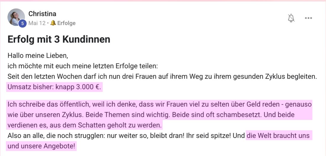 Christina: Erfolg mit 3 Kundinnen