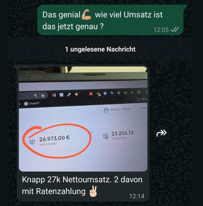 WhatsApp: 9 Abschlüsse im Mai, knapp 27k Nettoumsatz