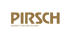 Goldenes Logo mit dem Wort "PIRSCH" in Großbuchstaben über "RESPEKT VOR DEM WILD" auf dunkelgrünem Hintergrund.