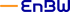 Orangefarbener Pfeil zeigt auf den blauen Text "EnBW" auf dunkelgrünem Hintergrund.