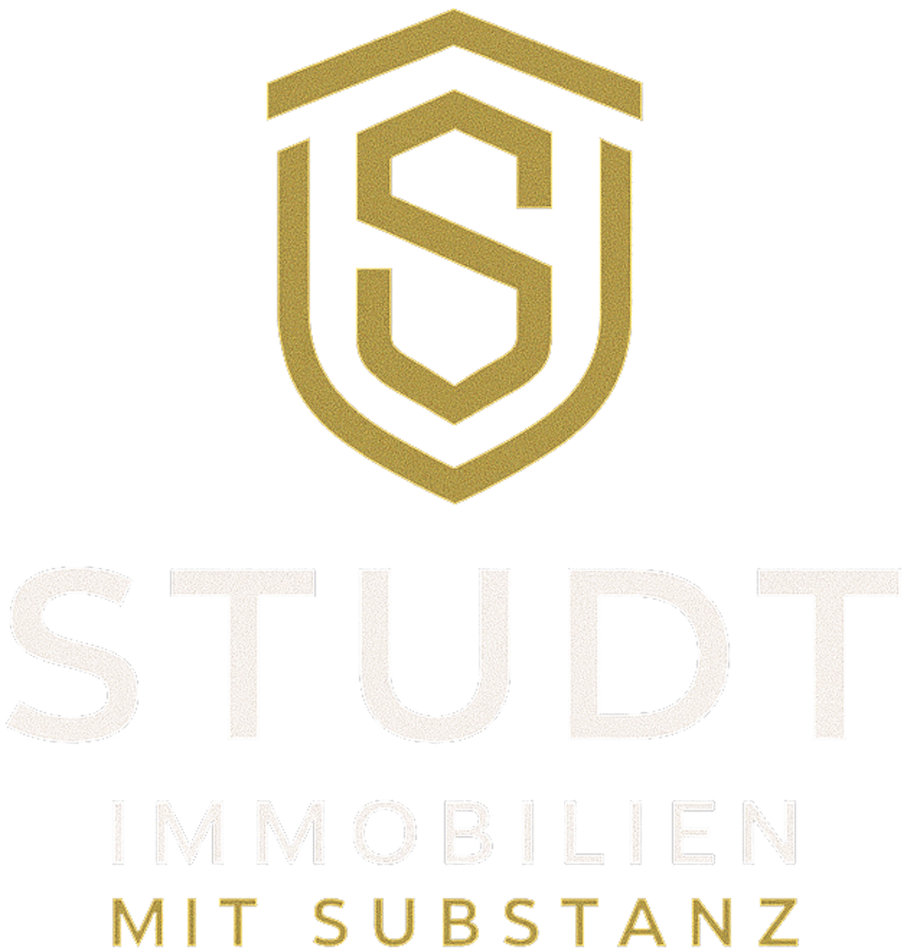 STÜDT Immobilien mit Substanz Logo: Ein Dollarzeichen ist von einem Schild umrahmt.