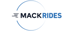 Mack Rides Logo: "MACKRIDES" in Dunkelblau und Hellblau, umgeben von einem unterbrochenen blauen Kreis.