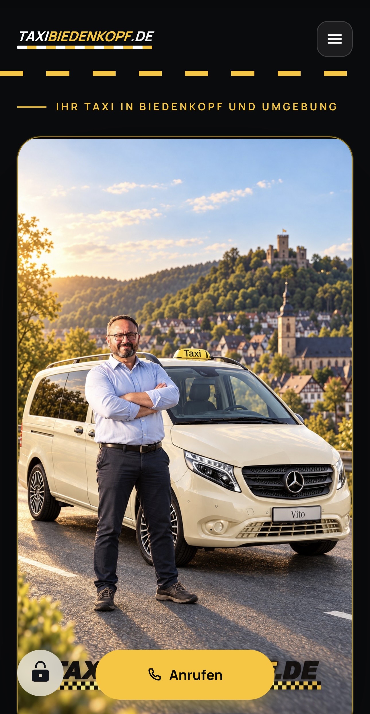 Taxi Biedenkopf – Mobilansicht der Website