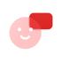 Lächeln-Symbol mit einer roten, abgerundeten Rechteckform, die sich teilweise überlappt.