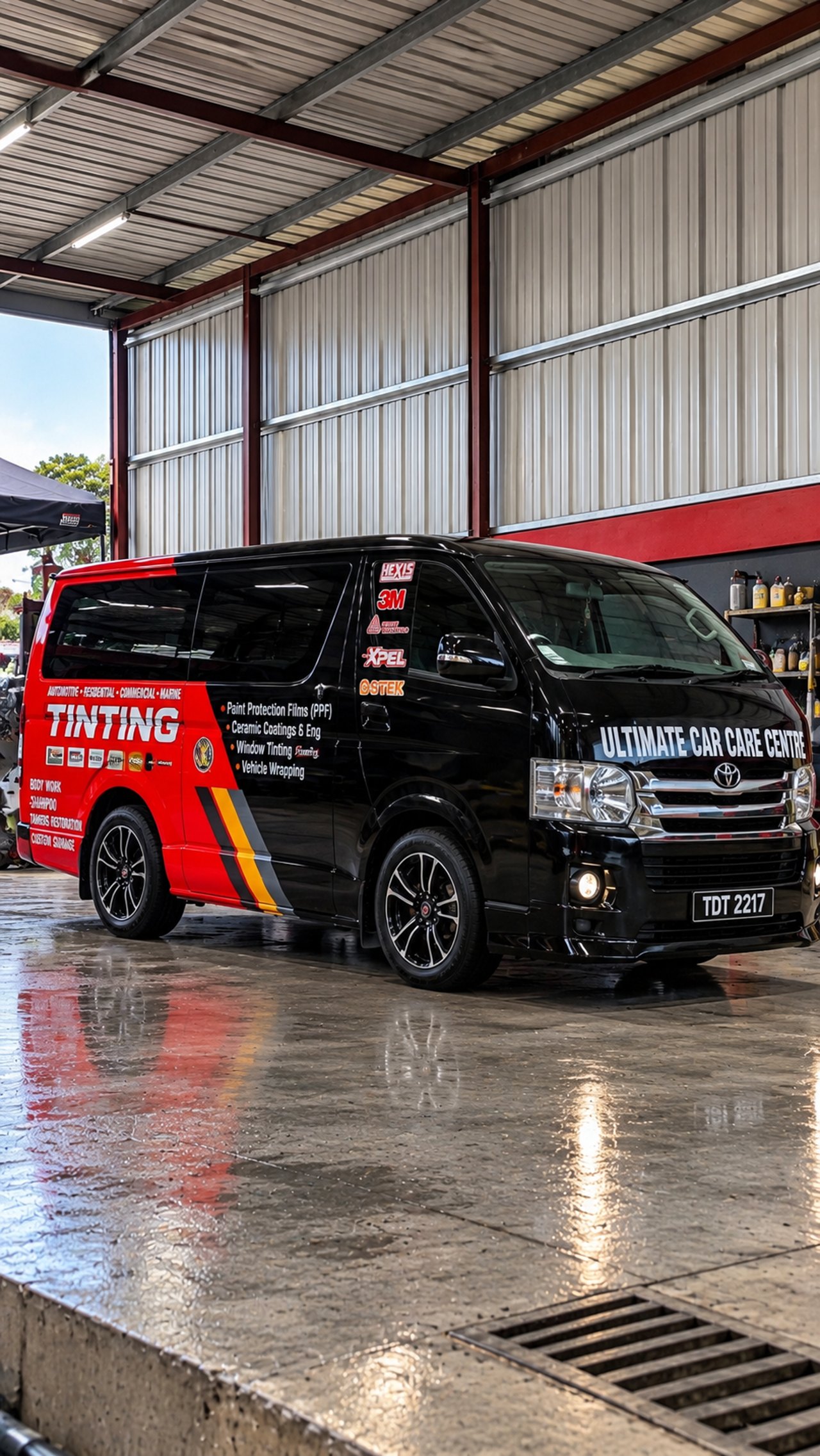 Commercial van with custom signage applied