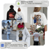 Collage von Personen in bedruckten Hoodies und T-Shirts mit Bestellbenachrichtigungen von Etsy und Shopify.