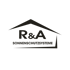 R&A Sonnenschutzsysteme Logo: Schwarzes Dachsymbol umschließt R&A und Sonnenschutzsysteme.