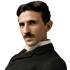 Ein Bild von Nikola Tesla. Er war ein Erfinder und Pionier der Elektrotechnik.