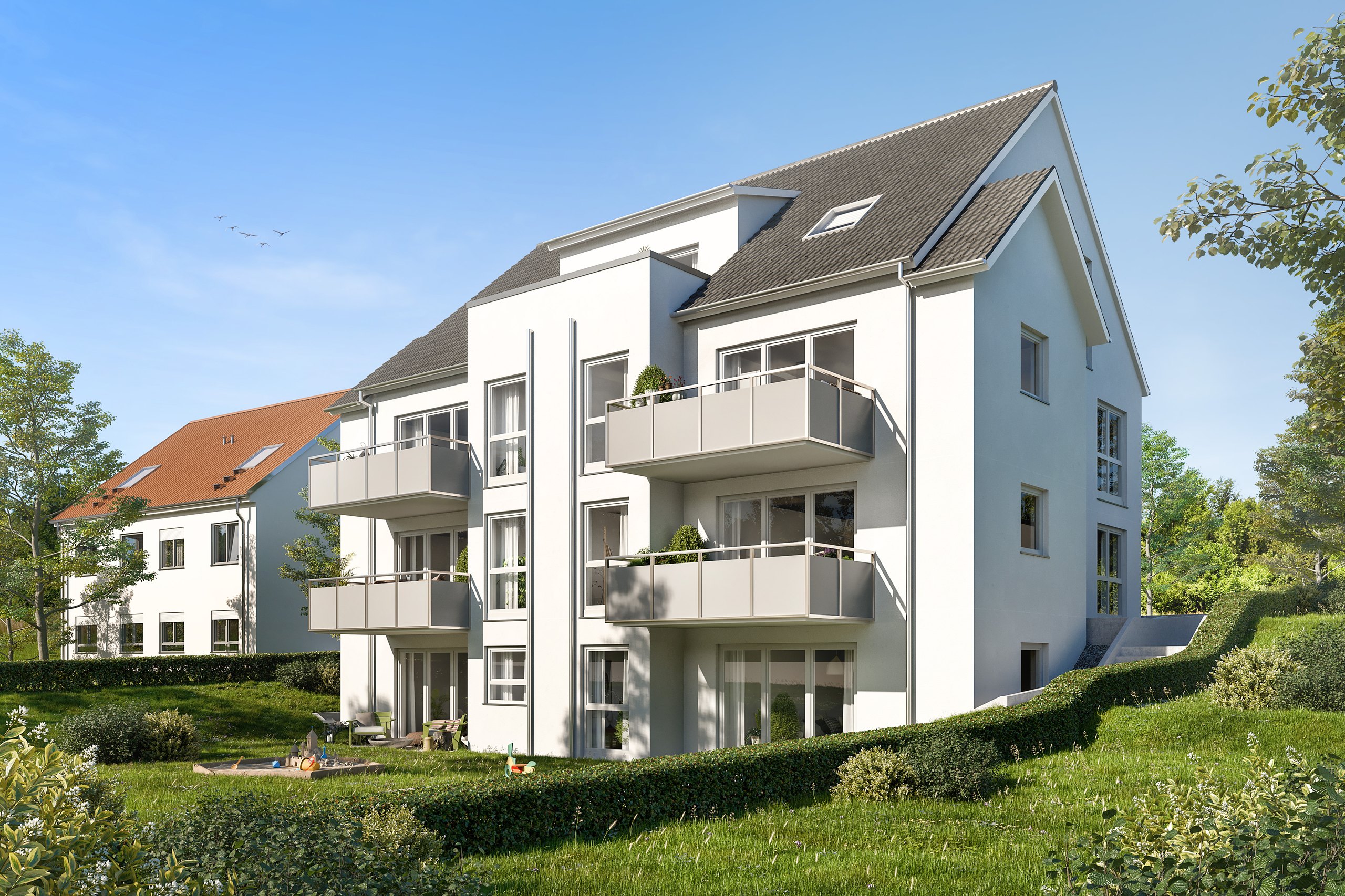 Modernes Mehrfamilienhaus der Schreiner Projekt Bau GmbH