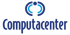 Computacenter-Logo mit blauem Text und einem stilisierten Symbol, das zwei Klammern und einen Punkt darstellt.