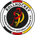 Rundes Logo mit "ROLLHOCKEY", "Deutscher Rollsport-und Inline-Verband e.V." und einer Figur in Schwarz, Rot, Gold.