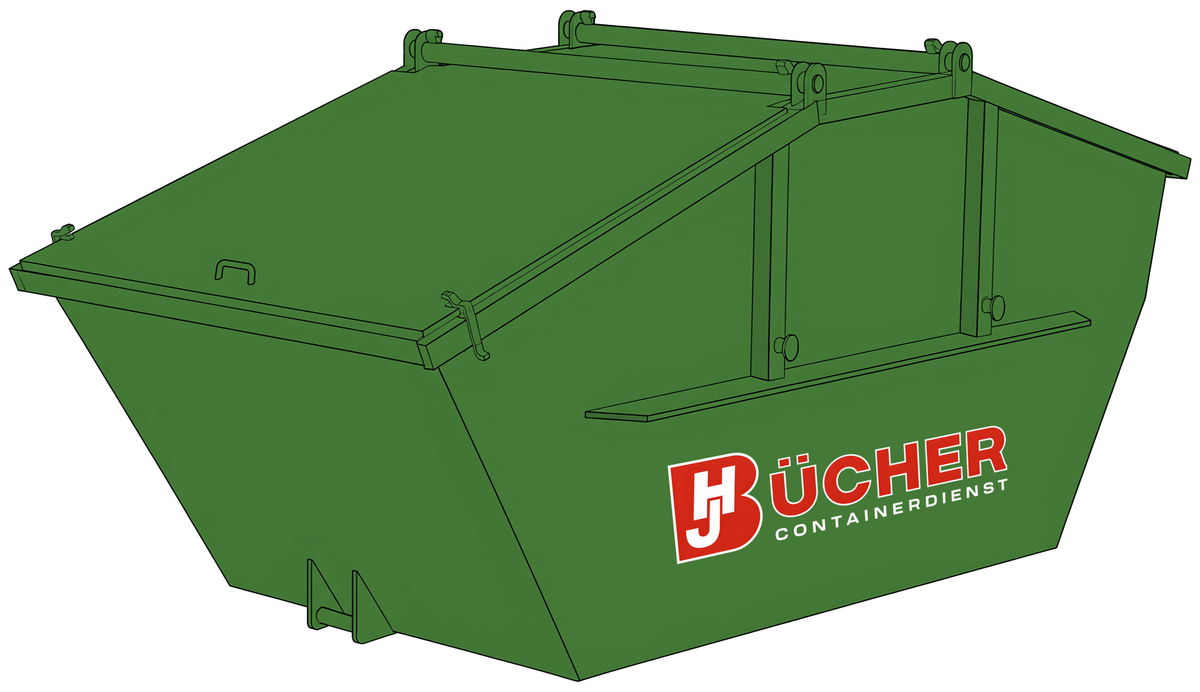 Grüner Absetzcontainer 5,5 m³ mit Deckel von Bücher Containerdienst