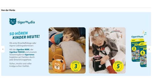 Brand Story von tigermedia im Bereich Von der Marke auf einer Produktseite