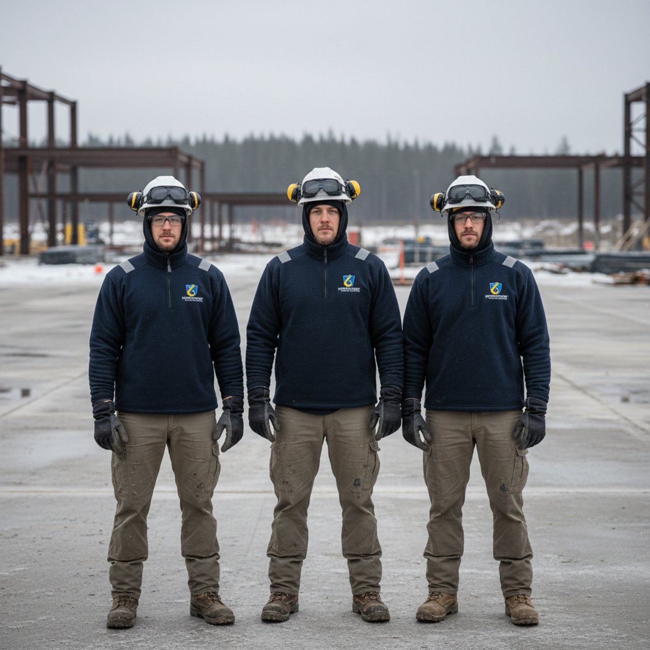 Team im gebrandeten Pullover