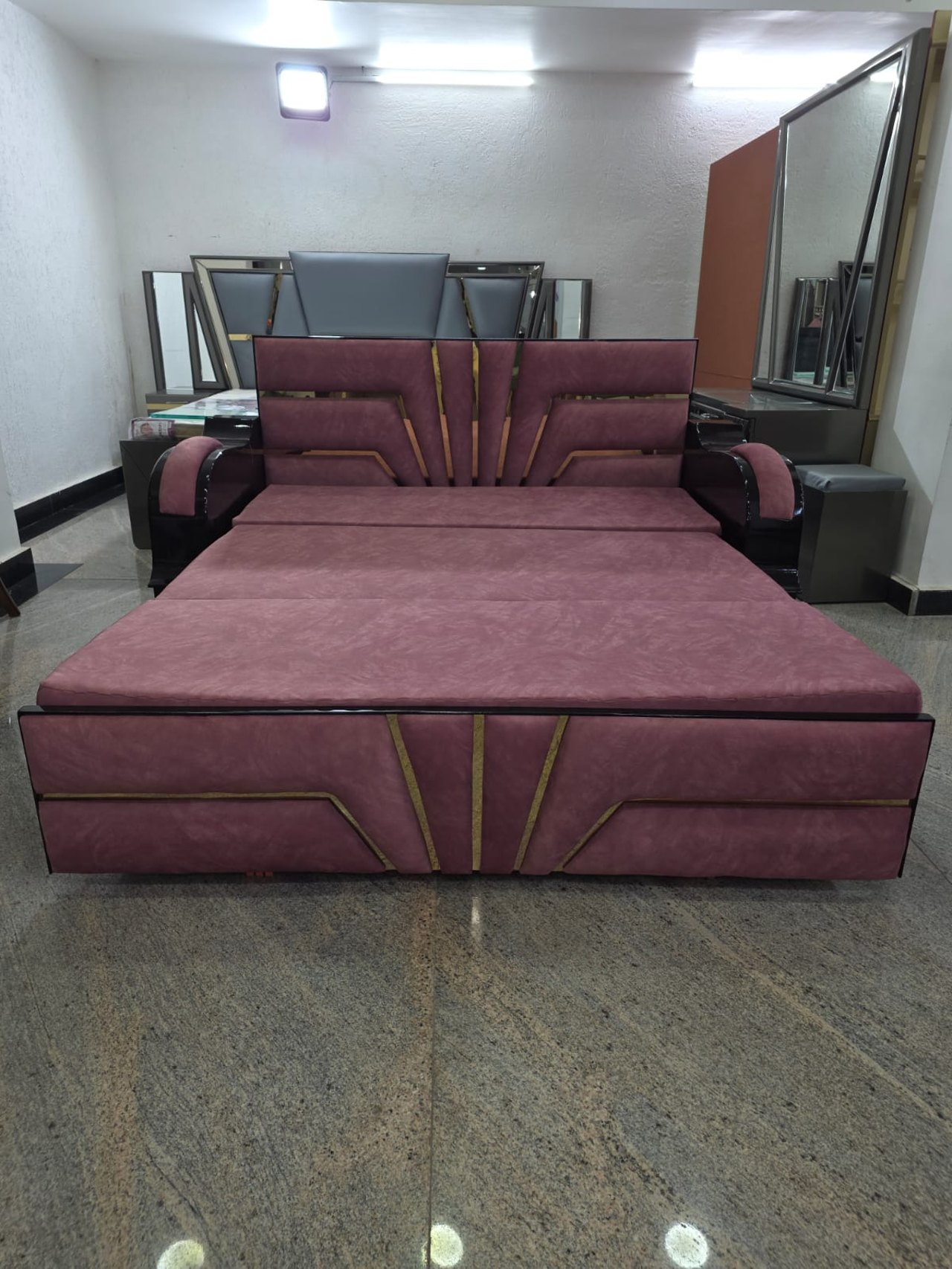 Mauve Deco Sofa Cum Bed