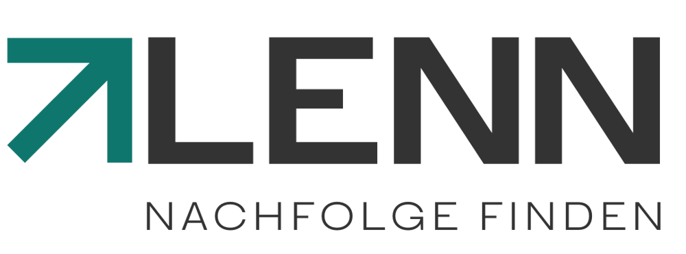 LENN Nachfolge Finden Logo mit einem grünen Pfeil, der nach oben und rechts zeigt.