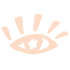 Stilisiertes Auge mit Wimpern und leuchtenden Strahlen, die aus der oberen Lidpartie ragen.