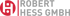 Logo der Robert Hess GmbH mit einem stilisierten Buchstaben H in einem roten Kreis auf schwarzem Hintergrund.
