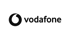 Vodafone-Logo mit weißem Tropfen und schwarzem Schriftzug "vodafone" auf weißem Hintergrund.