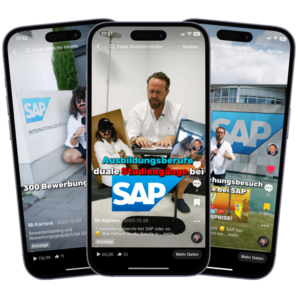 Drei Videos der SAP-Kampagne auf Smartphones