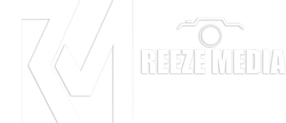 Reeze Media logo features a stylized "RM" on the left and text "REEZE MEDIA" with a camera icon above on the right.