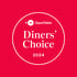 Rotes Siegel mit weißem Text: OpenTable Diners’ Choice 2024