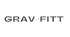 The word GRAV FITT displayed in a dark olive green sans-serif font against a solid black background.