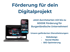 Förderung für dein Digitalprojekt: 6000€ Förderung für Burgenländische Unternehmen, Dienstleistungen aufgelistet.