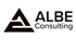 Schwarzes Logo Albe Consulting mit stilisiertem A-Dreieck und Text "ALBE Consulting".