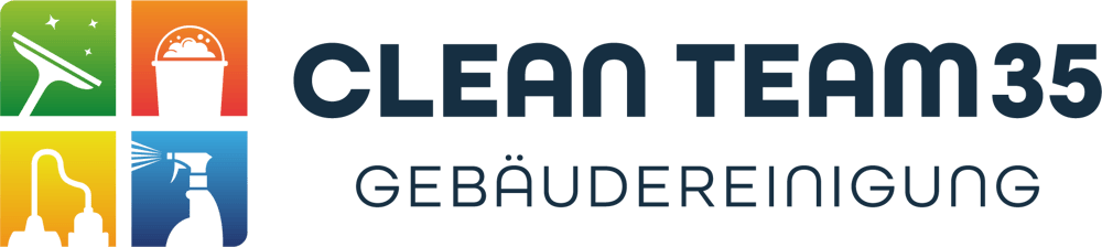 Logo von Clean Team 35 mit vier farbigen Quadraten und Text "HANNOVER • HILDESHEIM • BRAUNSCHWEIG • EINBECK • REGION WEIT VERSAND".
