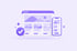 Illustration: Browserfenster und Smartphone mit gleichem Layout und Häkchen