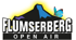 FLUMSERBERG OPEN AIR logo, with a mountain and a blue butterfly.