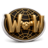 Goldene 3D-Buchstaben "WW" mit Händedruck in der Mitte und einem Globusmuster im Hintergrund.