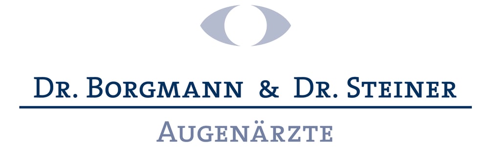 Logo mit einem grauen Auge über den Namen Dr. Borgmann & Dr. Steiner, darunter das Wort Augenärzte in Großbuchstaben.
