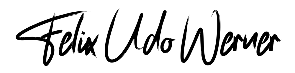 Unterschrift in schwarzer Schrift auf dunkelgrünem Hintergrund: Felix Udo Werner.