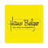 Gelbes Sponsoren Logo mit schwarzem Text "Haus Belger DAS HOTEL IN SCHÖNEFELD".