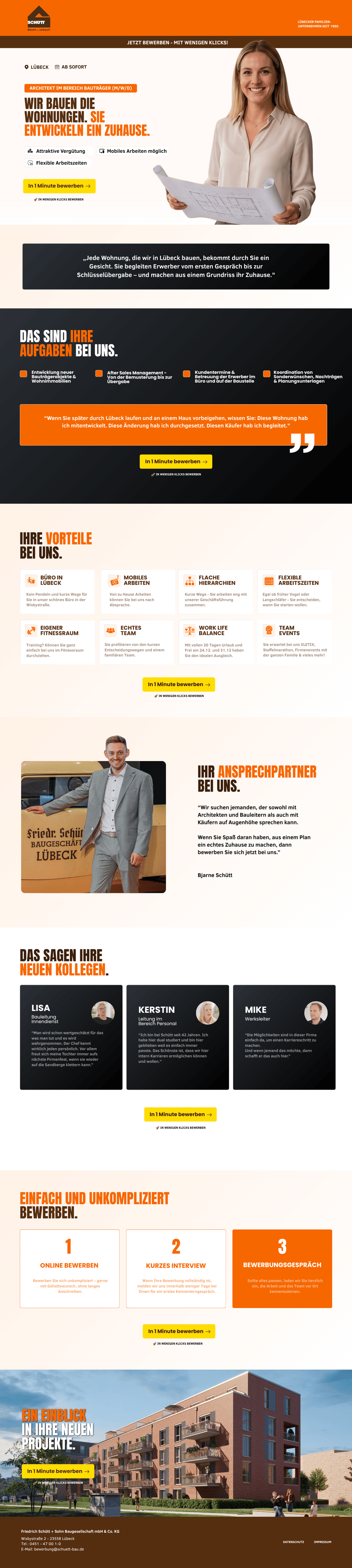 Landingpage-Screenshot Schütt Bau