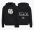 Zwei schwarze Hoodies, einer von vorne mit weißem Schriftzug "There's no sweet without sweat", einer von hinten mit "K2023" und Text.
