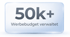 Grauer Button mit dem Text "50k+" und darunter "Werbebudget verwaltet".
