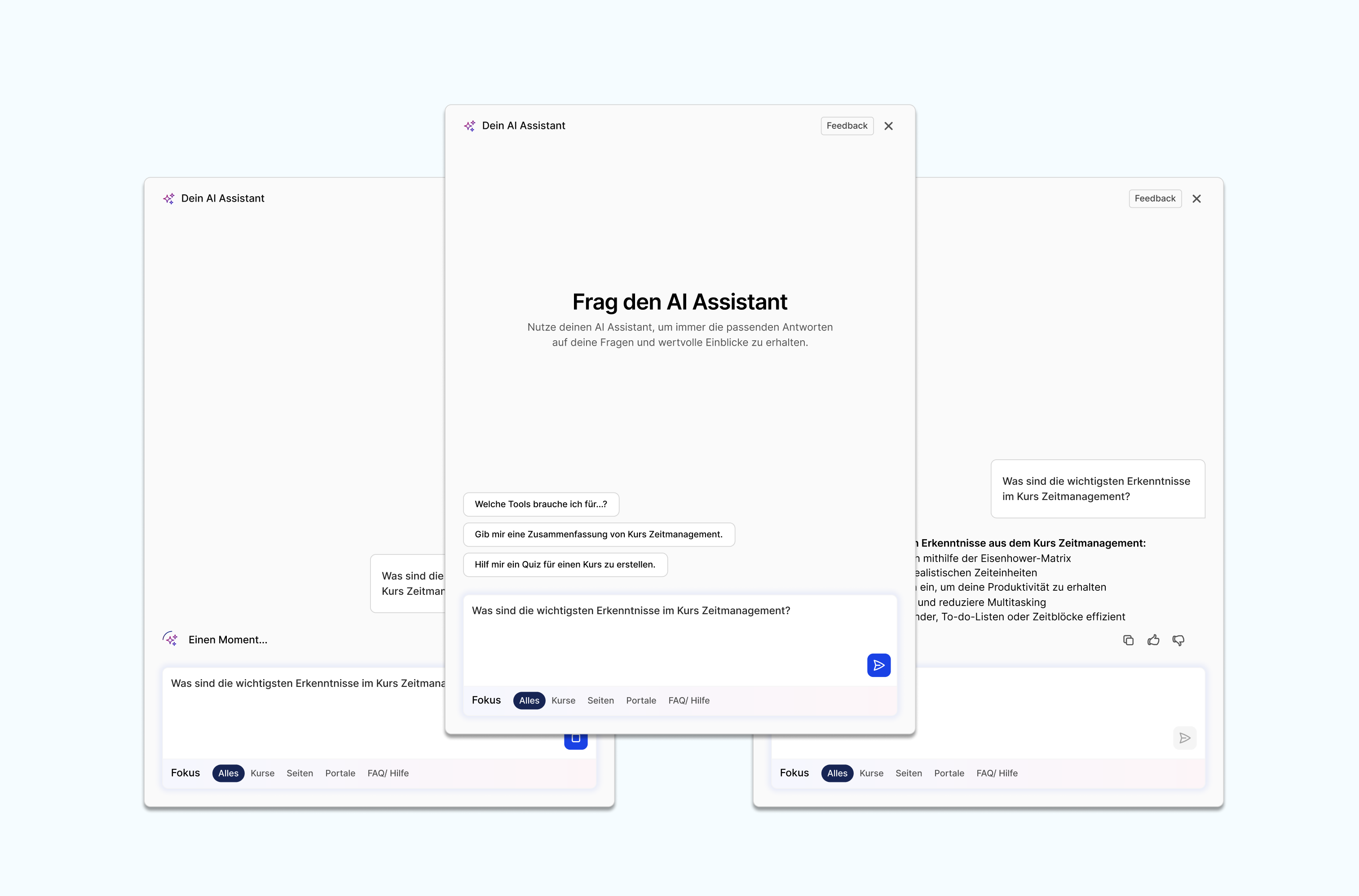 Dokumente und Kurse als Wissensbasis des Assistenten