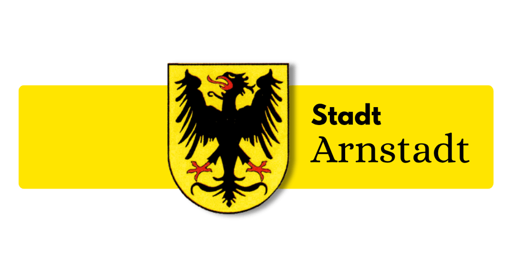 Logo von Lügde: Rote Skyline, blauer Hügel, Schriftzug "Lügde Staatlich anerkannter Erholungsort".